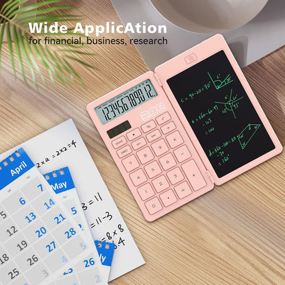 Desk Calculators with Erasable LCD Notepad Basic Calculators Pink Cute School Supplies for Girls Middle School Stuff Cute Pocket Office Supplies Home Essential Solar & Battery Energy Big Button