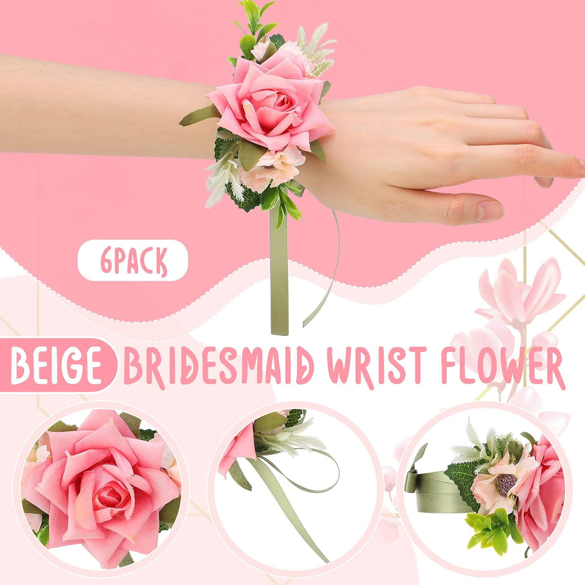 12 Pcs Boutonniere and Corsage for Wedding Mother's Day Party Flower Wrist Corsages with Pins for Men Women Groom Bride Groomsmen Prom Ceremony Anniversary Dinner Decor(Pink)