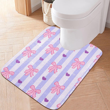 Pink Bows and Stripes Bathroom Rugs, Ultra Soft Absorbent Plush 16” x 24” Bath Mats, Non-Slip Machine Washable Shaggy Floor Rugs for Bathroom Tub