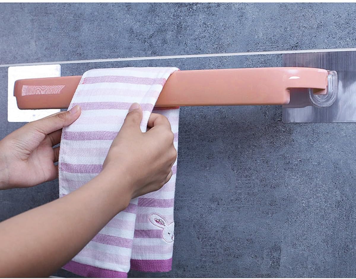 Wall Mounted Self Adhesive Towel Rack Plastic for Bathroom