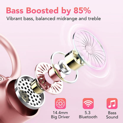 Bluetooth Headphones Wireless Earbuds 72hrs Playtime Wireless Charging Case Digital Display, Ear Buds with Earhook,IPX7 Waterproof, Deep Bass 2.0,Over-Ear Earphones for Sport Running