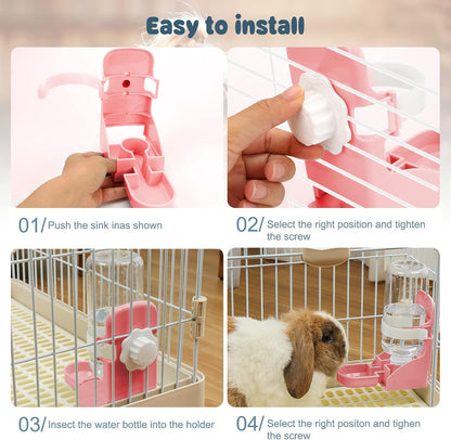 Rabbit Water Bottle No-Drip, Bunny Guinea Pig Water Dispenser(Pink)