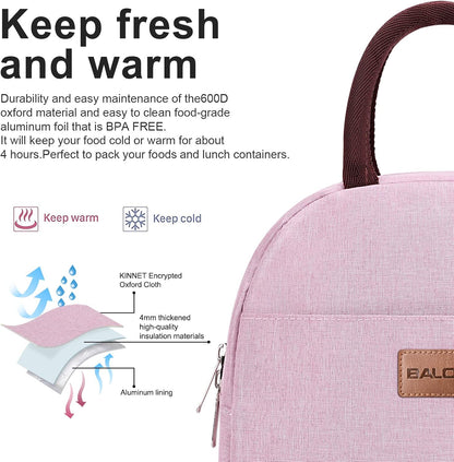 Lunch Bag for Women Men Adult Lunch Box (Pink), M