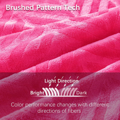 Whale Flotilla Flannel Fleece Throw Blanket for Couch Sofa Bed, Lightweight Breathable Soft Throws Plush Fluffy Chevron Design Decorative Blankets for All Season, 50x60 Inch, Hot Pink