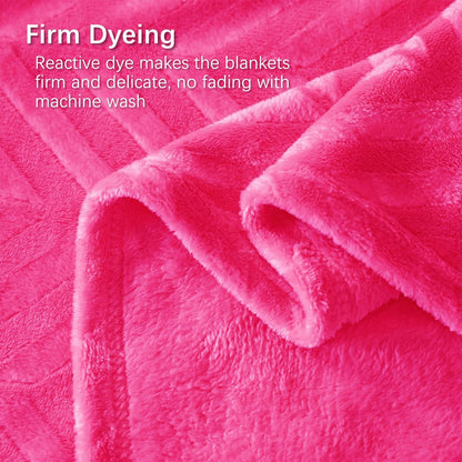 Whale Flotilla Flannel Fleece Throw Blanket for Couch Sofa Bed, Lightweight Breathable Soft Throws Plush Fluffy Chevron Design Decorative Blankets for All Season, 50x60 Inch, Hot Pink