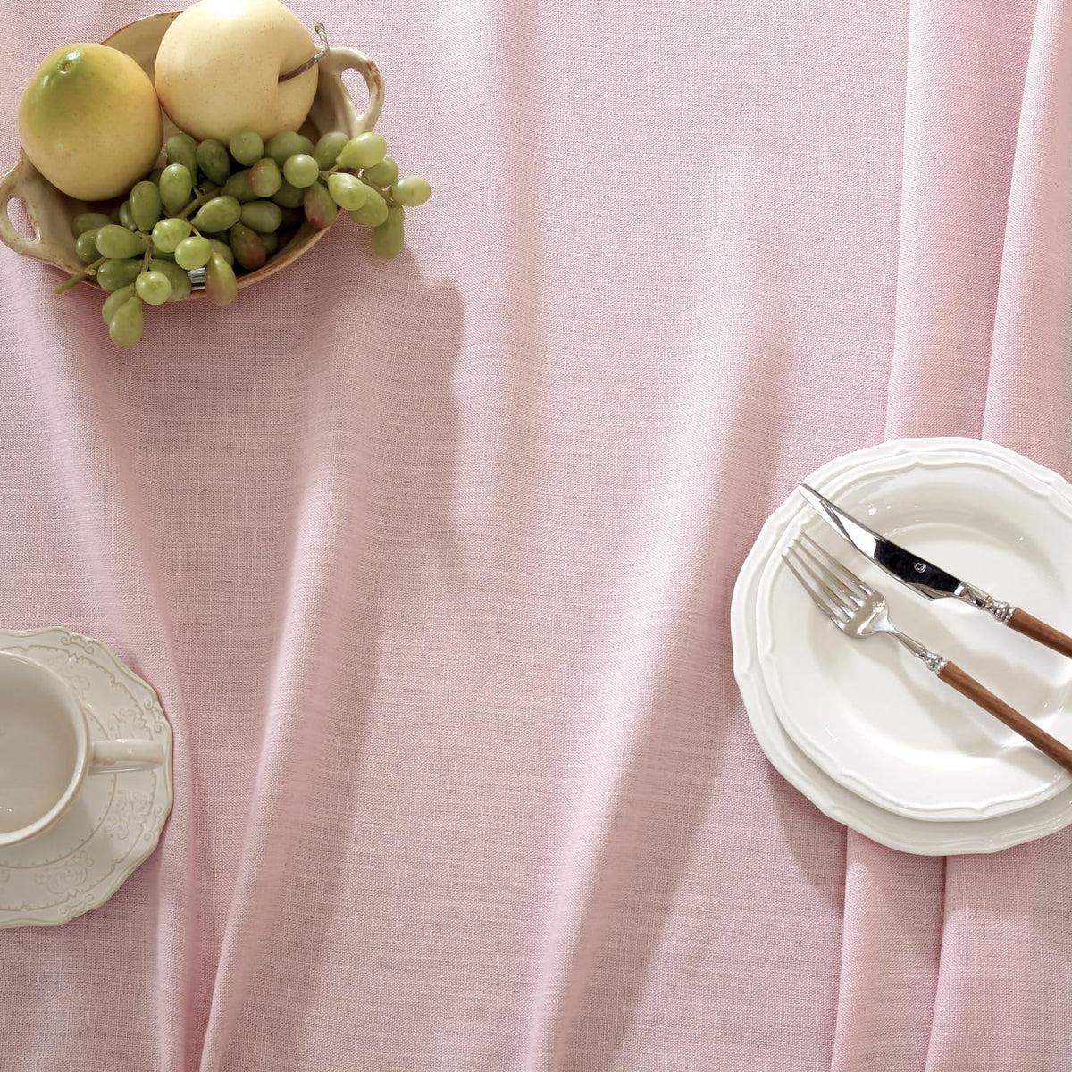 Light Pink Rectangle Tablecloth with Tassels 55x75 Inch