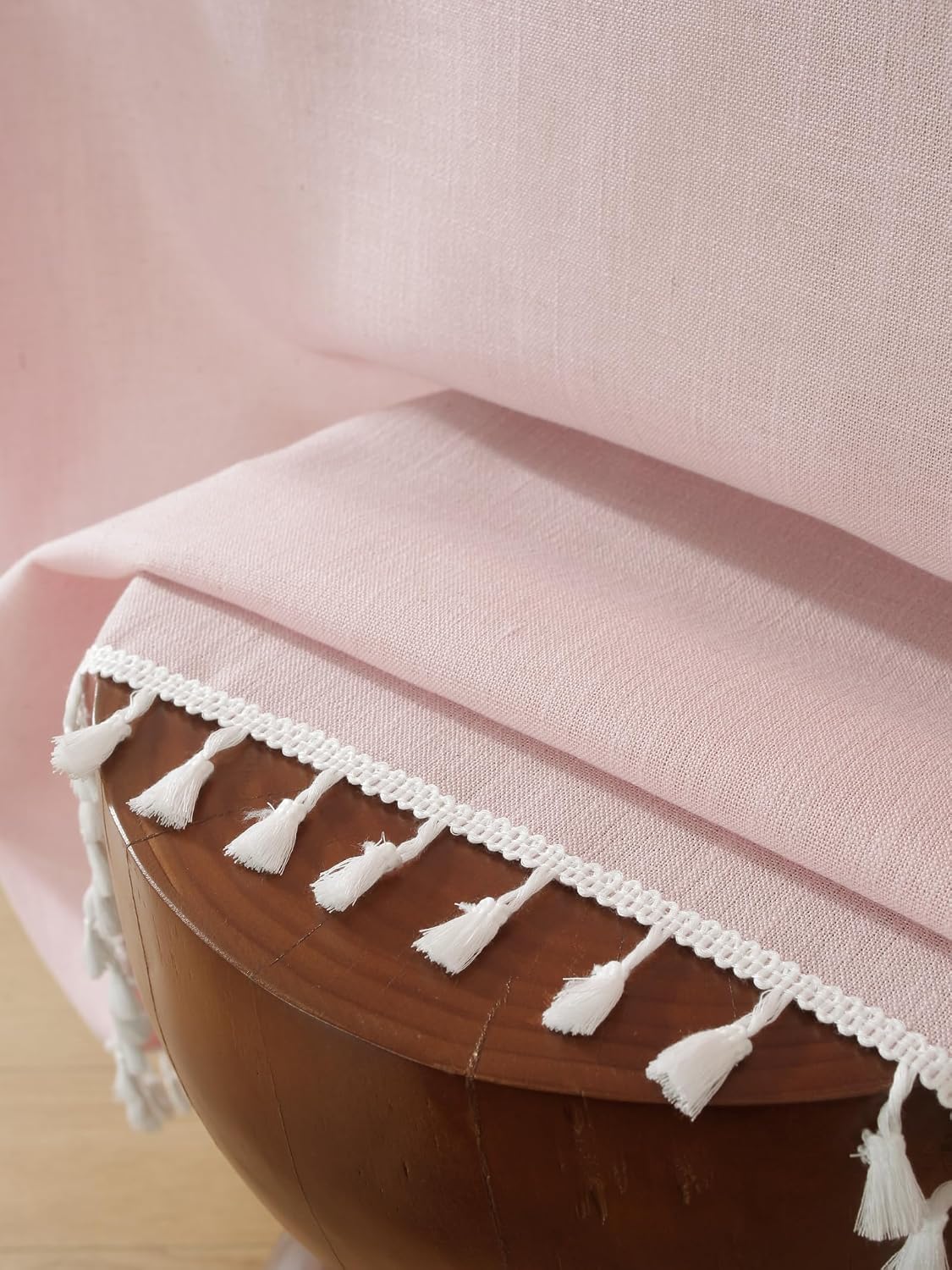 Light Pink Rectangle Tablecloth with Tassels 55x75 Inch