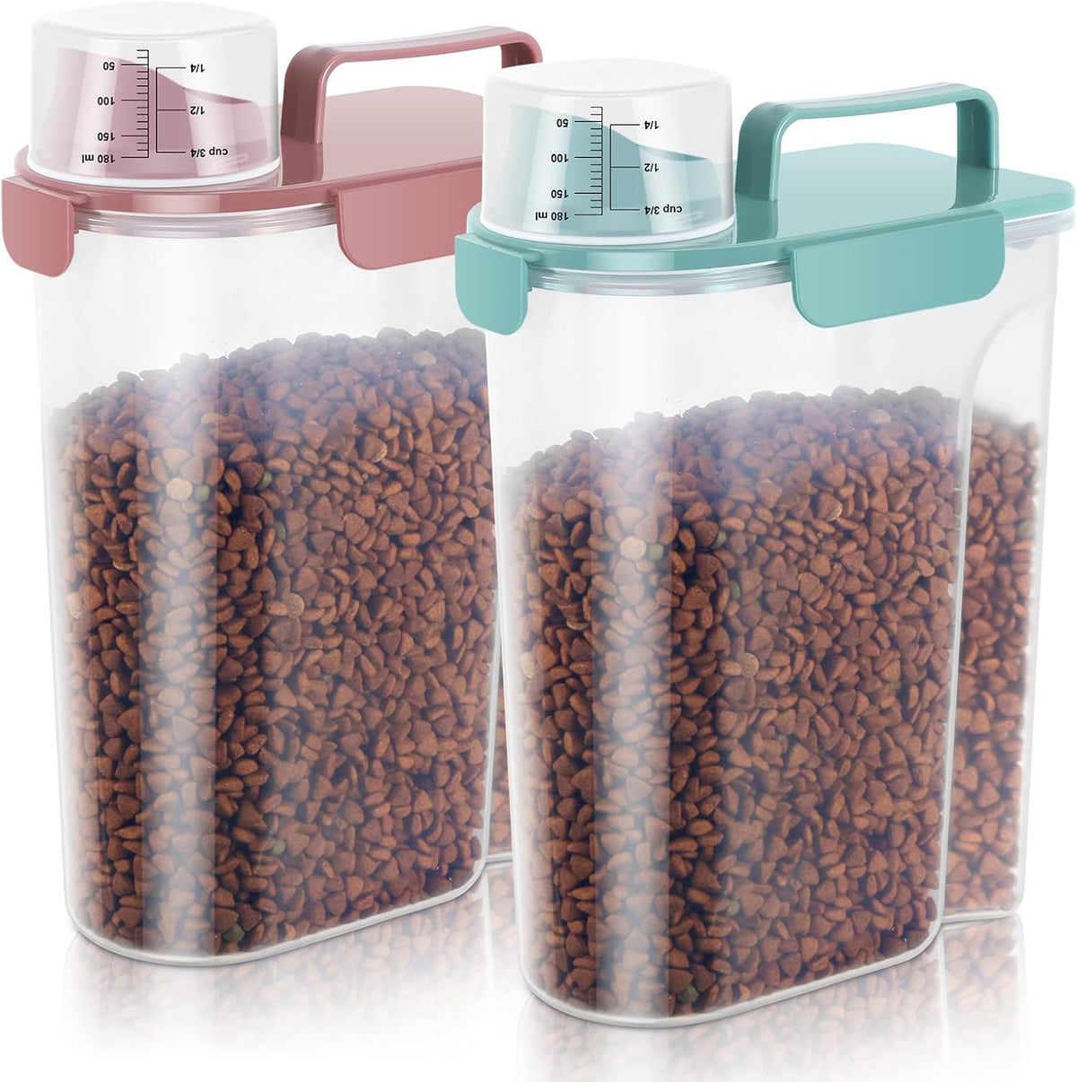 5Lbs/6Qt Airtight Pet Storage Container For Cat Dog Bird Food and Keep Fresh, Translucent Body, Upgraded Large Nozzle for Easy Pouring With Handle Design Easy to Carry When Going 2pack