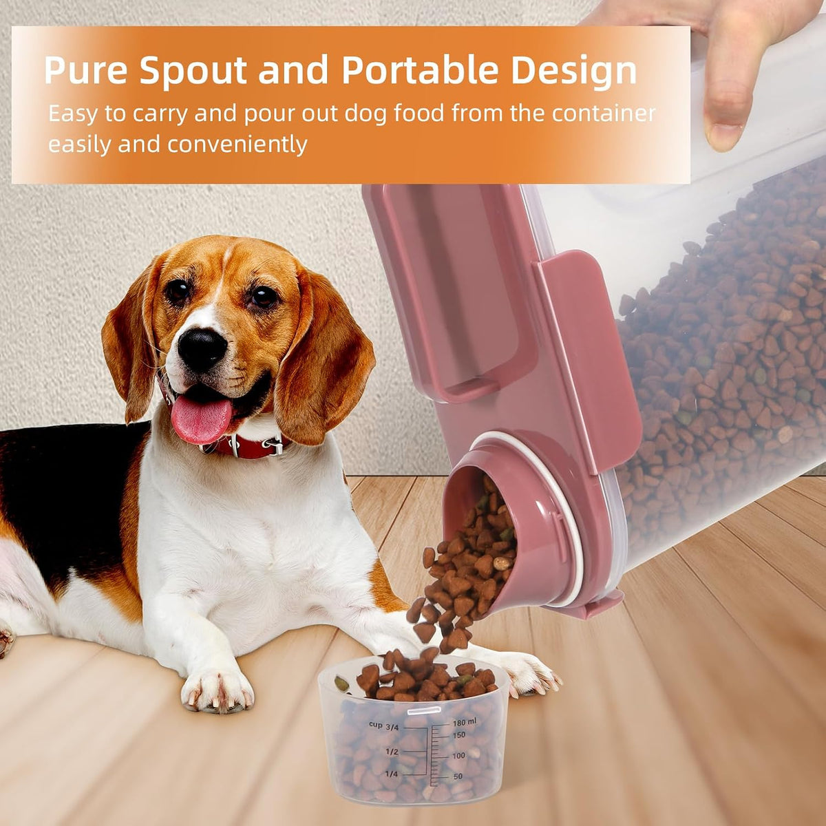 5Lbs/6Qt Airtight Pet Storage Container For Cat Dog Bird Food and Keep Fresh, Translucent Body, Upgraded Large Nozzle for Easy Pouring With Handle Design Easy to Carry When Going 2pack