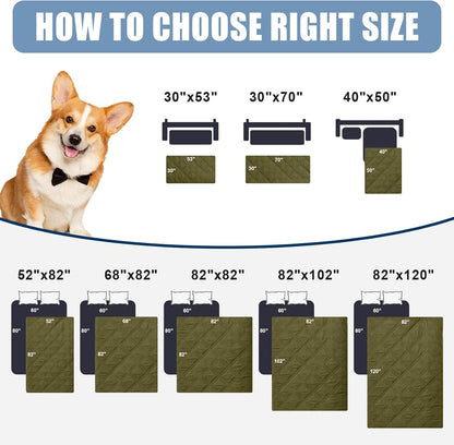 Smiry Waterproof Dog Bed Cover Pet Blanket, Soft Washable Dog Blanket for Furniture Bed Couch Sofa Reversible, Checkered (30"x70", Green/Navy)