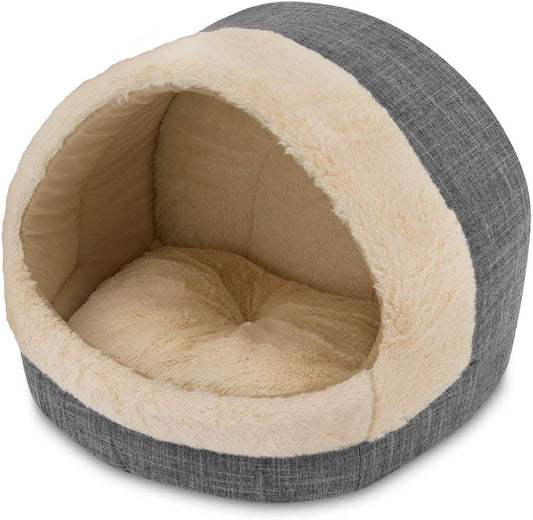 Best Pet Supplies Cat Bed for Indoor Cat, Domed Tent House with Removable Pillow, Covered Cat Cave for Small Dog, Puppies and All Breeds of Cats - Gray, 17 x 15 x H:14"