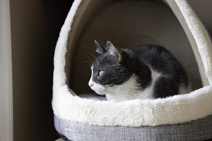 Best Pet Supplies Cat Bed for Indoor Cat, Domed Tent House with Removable Pillow, Covered Cat Cave for Small Dog, Puppies and All Breeds of Cats - Gray, 17 x 15 x H:14"