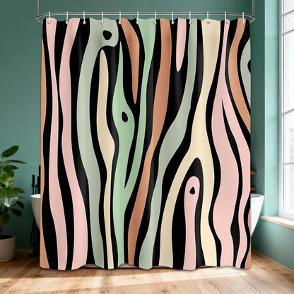 Stripe Shower Curtain, 72x72 in, Grain Pink and Green