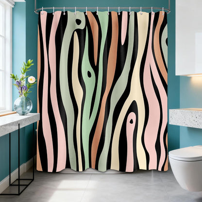 Stripe Shower Curtain, 72x72 in, Grain Pink and Green