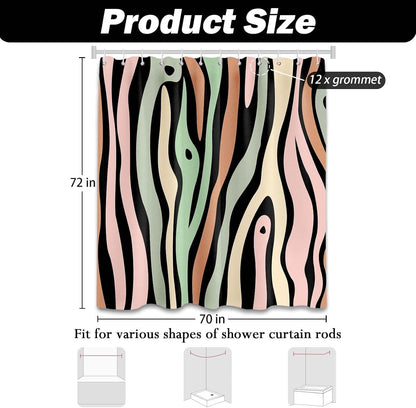 Stripe Shower Curtain, 72x72 in, Grain Pink and Green