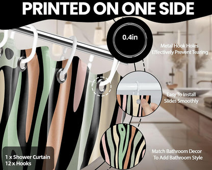 Stripe Shower Curtain, 72x72 in, Grain Pink and Green