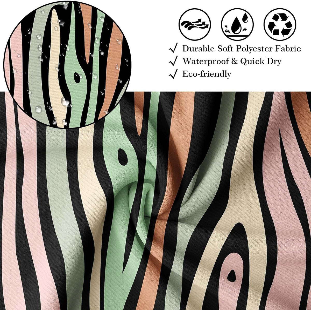 Stripe Shower Curtain, 72x72 in, Grain Pink and Green
