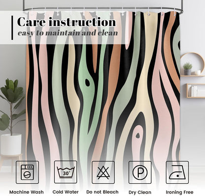 Stripe Shower Curtain, 72x72 in, Grain Pink and Green