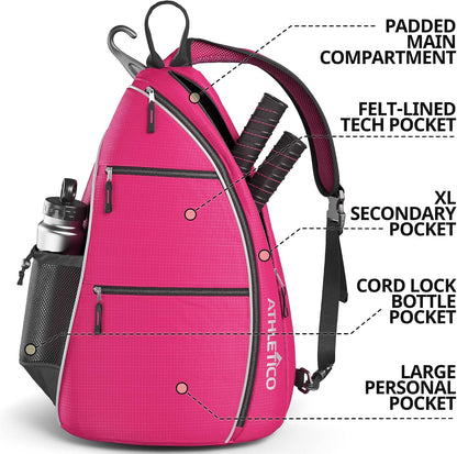 Sling Bag - Crossbody Backpack for Pickleball, Tennis, Racketball, and Travel for Men and Women