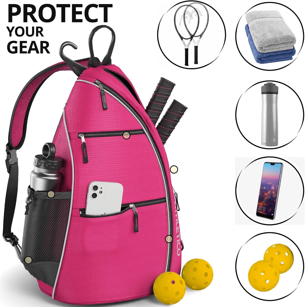 Sling Bag - Crossbody Backpack for Pickleball, Tennis, Racketball, and Travel for Men and Women