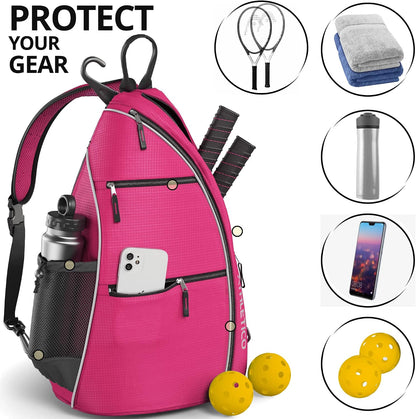 Sling Bag - Crossbody Backpack for Pickleball, Tennis, Racketball, and Travel for Men and Women