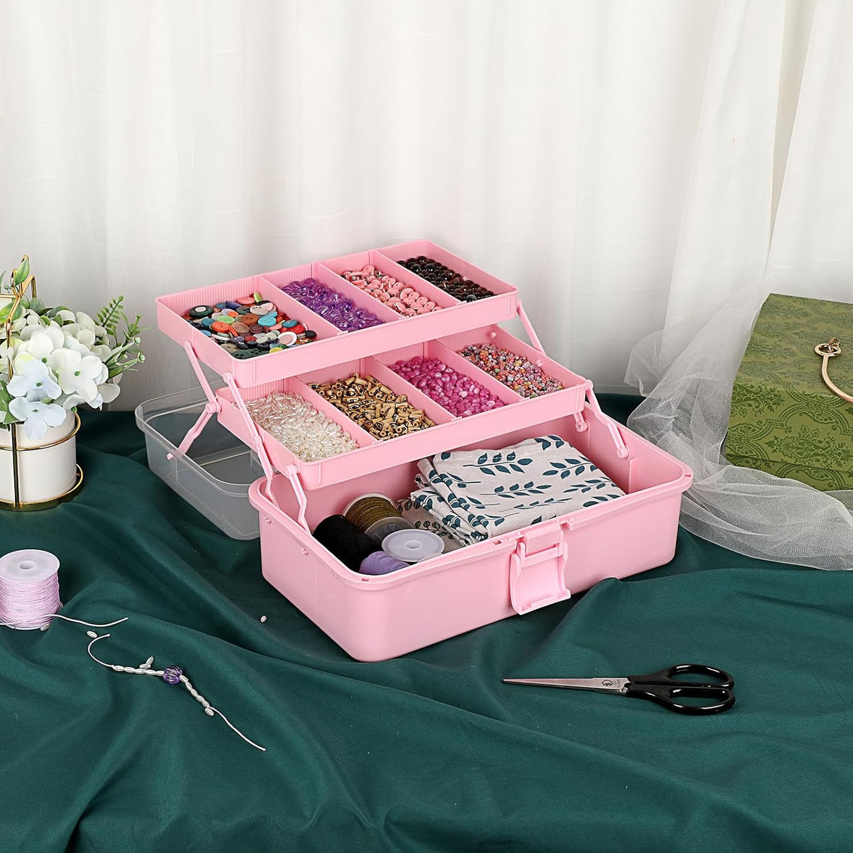 3-Layer Plastic Dividing Storage Box Craft Organizer and Storage