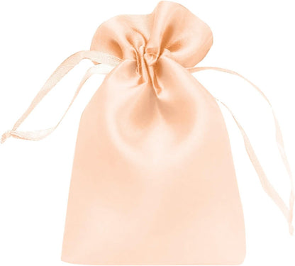 Efavormart 60 Pack 4"x6" Peach Satin Drawstring Gift Bags, Premium Silky Favor Pouches for Large Weddings, Bridal Showers, Jewelry, Candy, and Party Favors