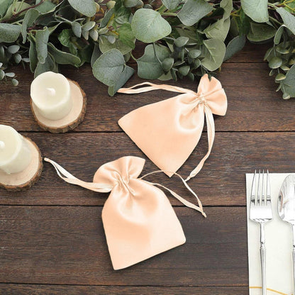 Efavormart 60 Pack 4"x6" Peach Satin Drawstring Gift Bags, Premium Silky Favor Pouches for Large Weddings, Bridal Showers, Jewelry, Candy, and Party Favors