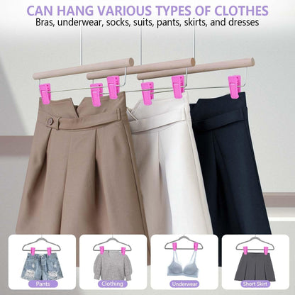 40 Pcs Plastic Baby Hanger Clips Slim-line Finger Clips Set for Clothes Hanger Velvet Hanger (Pink)