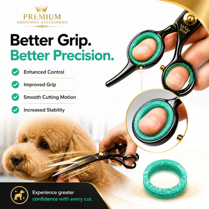 Kenchii Extra Soft Premium Shear Finger Ring Inserts - Thick, Quality Comfort. Elevate Your Grooming Experience with Precision and Style in Multiple Colors (Green)