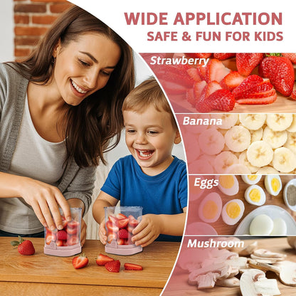 Strawberry Slicer Cup with Push Plate, Fruit Cutter Kitchen Gadget for Egg, Kiwi, Banana, Cucumber, Easy Fruit & Vegetable Slicer, Strawberry Cutter Tool for Quick Safe Cutting (Pink)