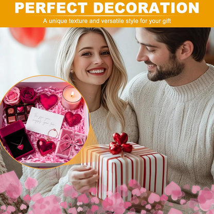 Crinkle Cut Paper Shred Filler,1 LB Pink Shredded Paper for Gift Boxes Bags Basket Filler Decoration,Grass Cushion Paper Streamer Stuffing for Christmas,Valentines' Day,Mother's Day Gift Wrapping