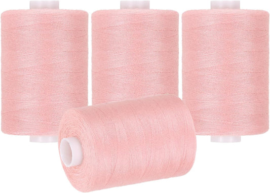4 Spool Sewing Thread, Pink#1819 Polyester Thread Prewound Bobbins for Sewing Machine Hand Stitching Quilting Emergency DIY Projects, 1000 Yards/Spool