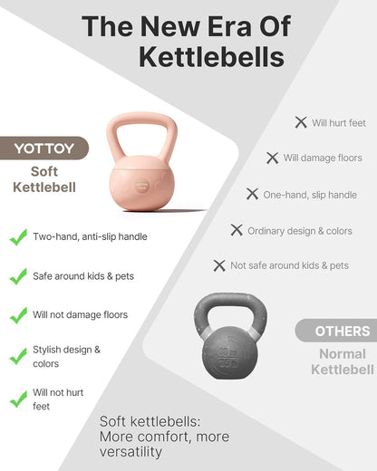 Soft Kettlebell for Home Workouts, Anti-Slip Wide Handle Strength Training Kettlebells, Cushioned Base for Safety - Ideal for Men, Women & Beginners