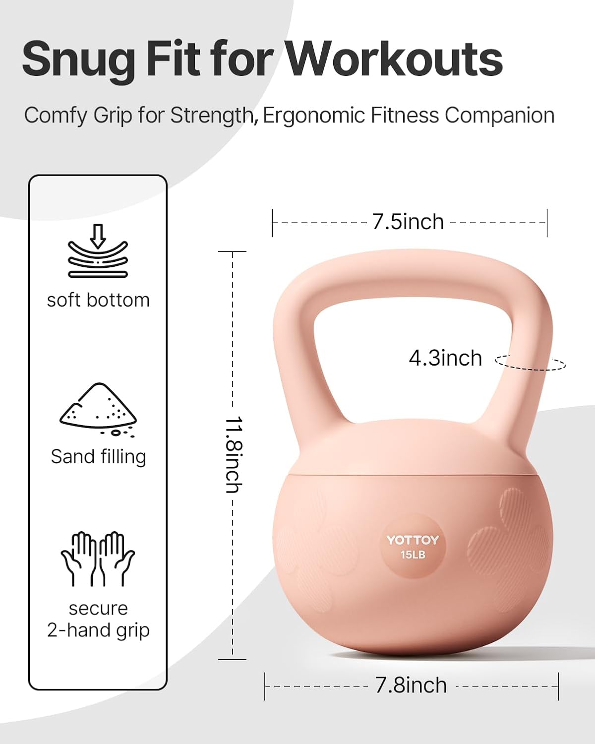 Soft Kettlebell for Home Workouts, Anti-Slip Wide Handle Strength Training Kettlebells, Cushioned Base for Safety - Ideal for Men, Women & Beginners