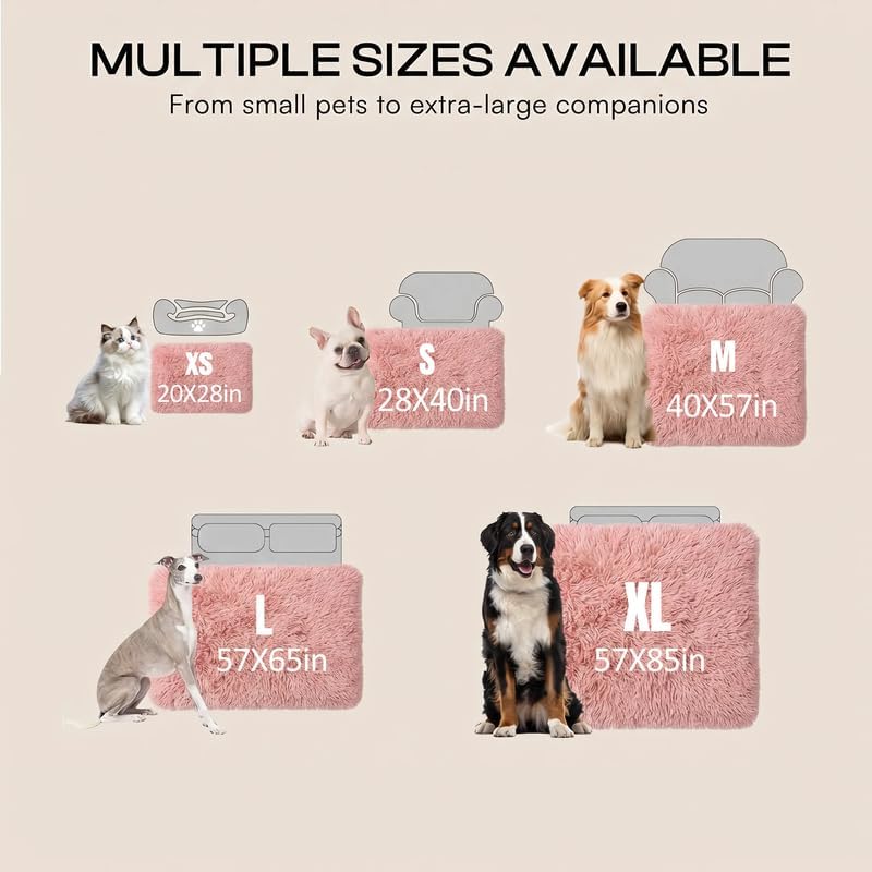 Pet Blankets Waterproof Fluffy Fleece Blanket Cat Dog Blankets Liquid Pee Proof Throw Blanket Reversible Furniture Protector Cover Washable for Couches Beds Sofa 65"x57" Pink