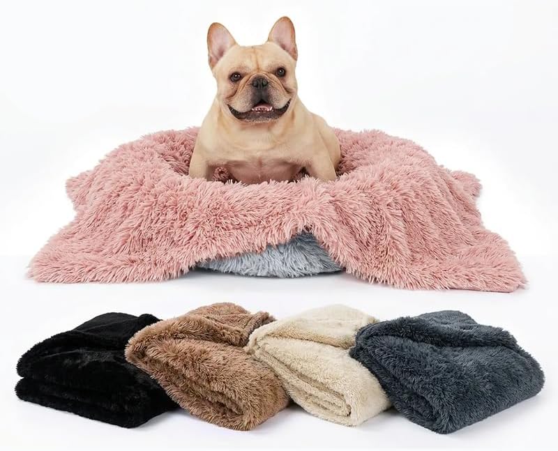 Pet Blankets Waterproof Fluffy Fleece Blanket Cat Dog Blankets Liquid Pee Proof Throw Blanket Reversible Furniture Protector Cover Washable for Couches Beds Sofa 65"x57" Pink