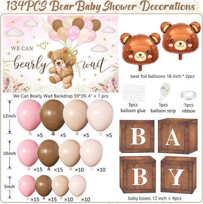 Pink Bear Baby Shower Decorations for Girl
