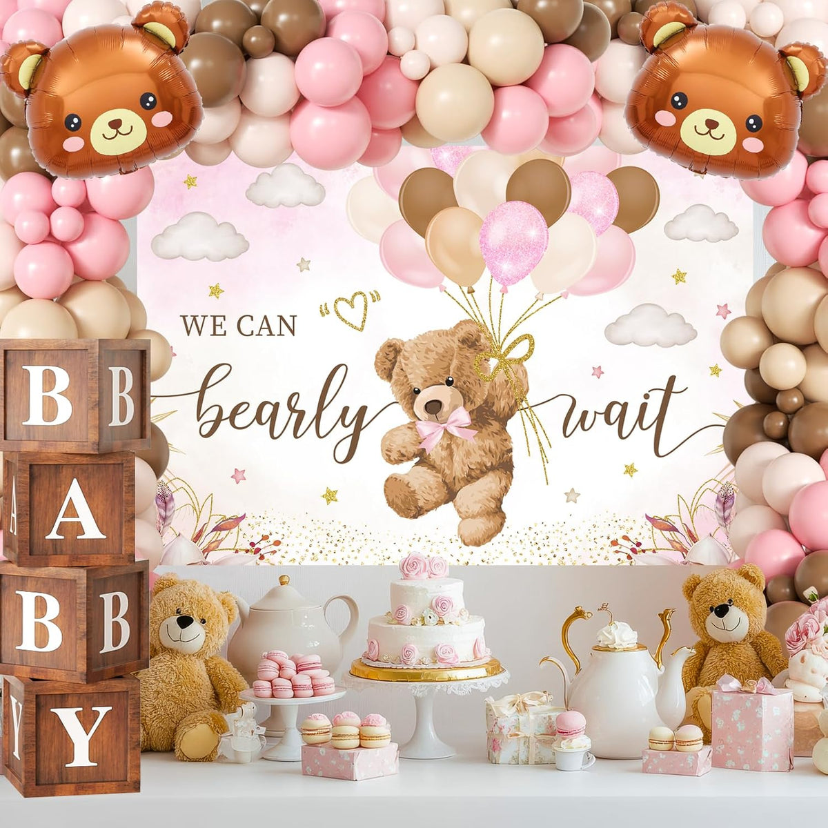 Pink Bear Baby Shower Decorations for Girl