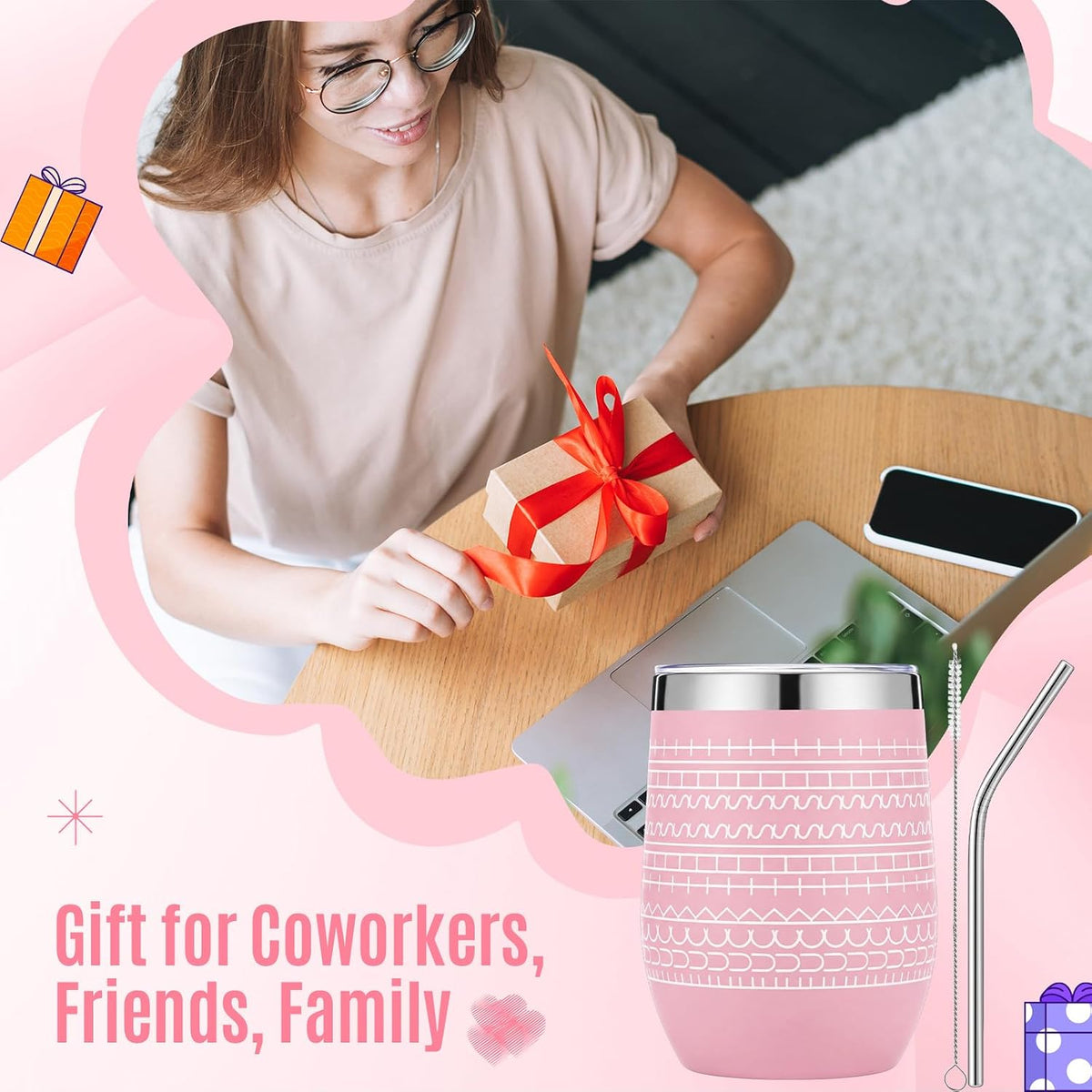 12oz Funny Message Coffee Mug Wine Tumblers,Class,Light Pink
