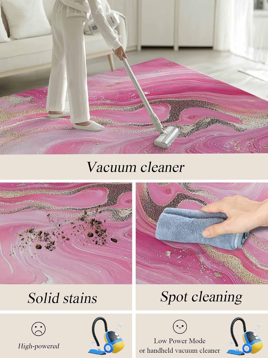 2.7'x5' Area Rugs Living Room Rug Minimalist Style Modern Pink Waves Washable Soft Fluffy Large Rug Abstract Art Non-Slip Floor Carpet for Bedroom Home Decor