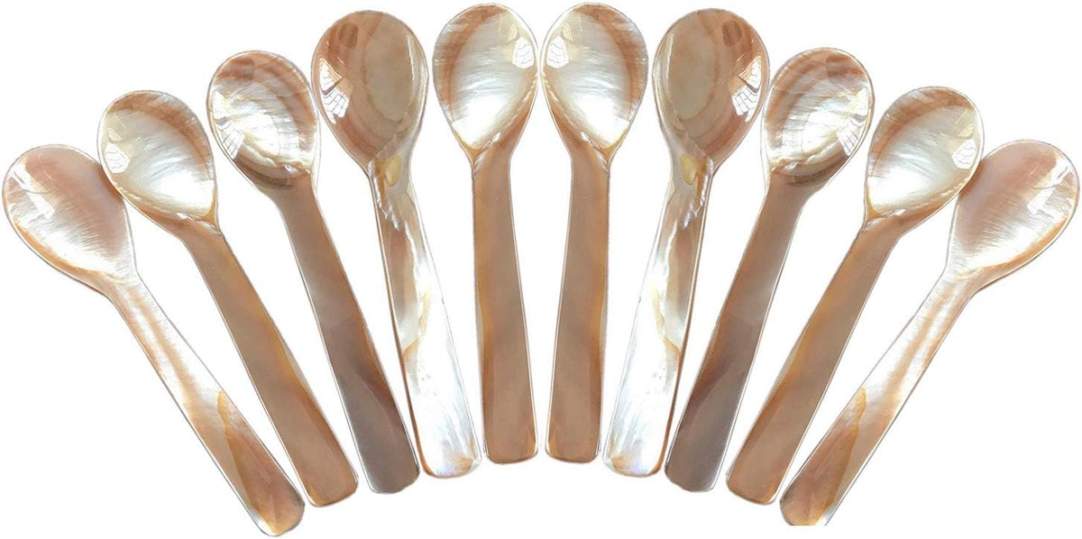 Mother of Pearl MOP Caviar Spoons Pink - Set of 10 pcs