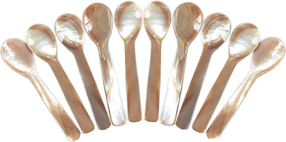 Mother of Pearl MOP Caviar Spoons Pink - Set of 10 pcs