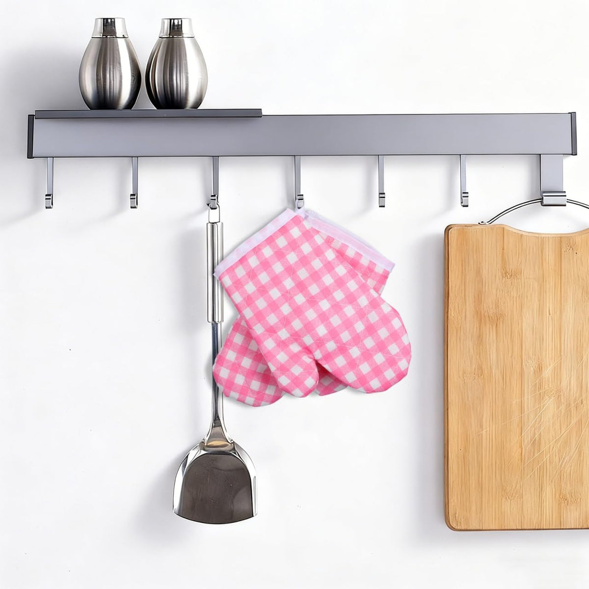 2Pcs Kids Oven Mitts for Children Play Kitchen, Microwave Oven Gloves Kitchen Baking Mitts, Red Checkered Heat Resistant s for Safe Backing Cooking BBQ (Pink Checkered)