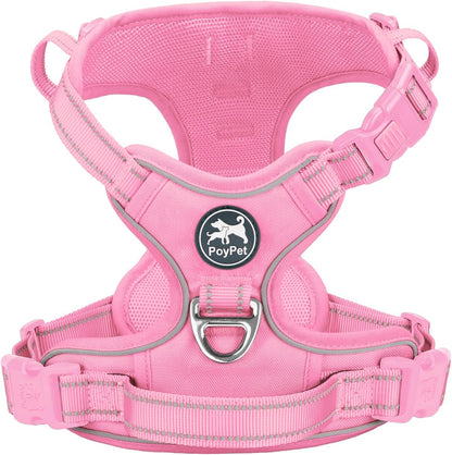 No Pull Dog Harness, Reflective Vest with 2 Leash Clips & Handle