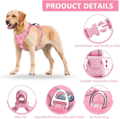 No Pull Dog Harness, Reflective Vest with 2 Leash Clips & Handle