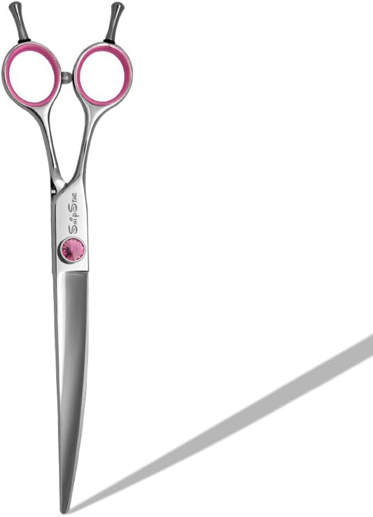 7in 30° Curved Dog Grooming Scissors for Face Paws, Pink