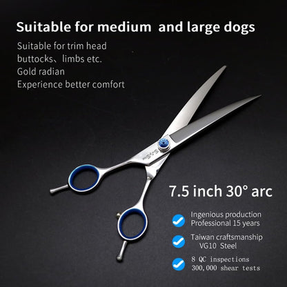 7in 30° Curved Dog Grooming Scissors for Face Paws, Pink