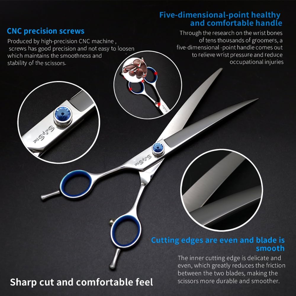 7in 30° Curved Dog Grooming Scissors for Face Paws, Pink