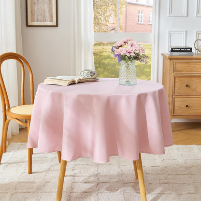 Light Pink Round Tablecloth 60 Inch Machine Washable Indoor & Outdoor
